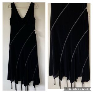 VTG NWT Bobbie Bee Velvet Asymmetrical Hem Dress Black Whimsigoth Witchy Size 6